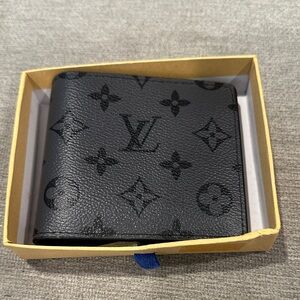 Black Monogram Canvas Bi-Fold Wallet